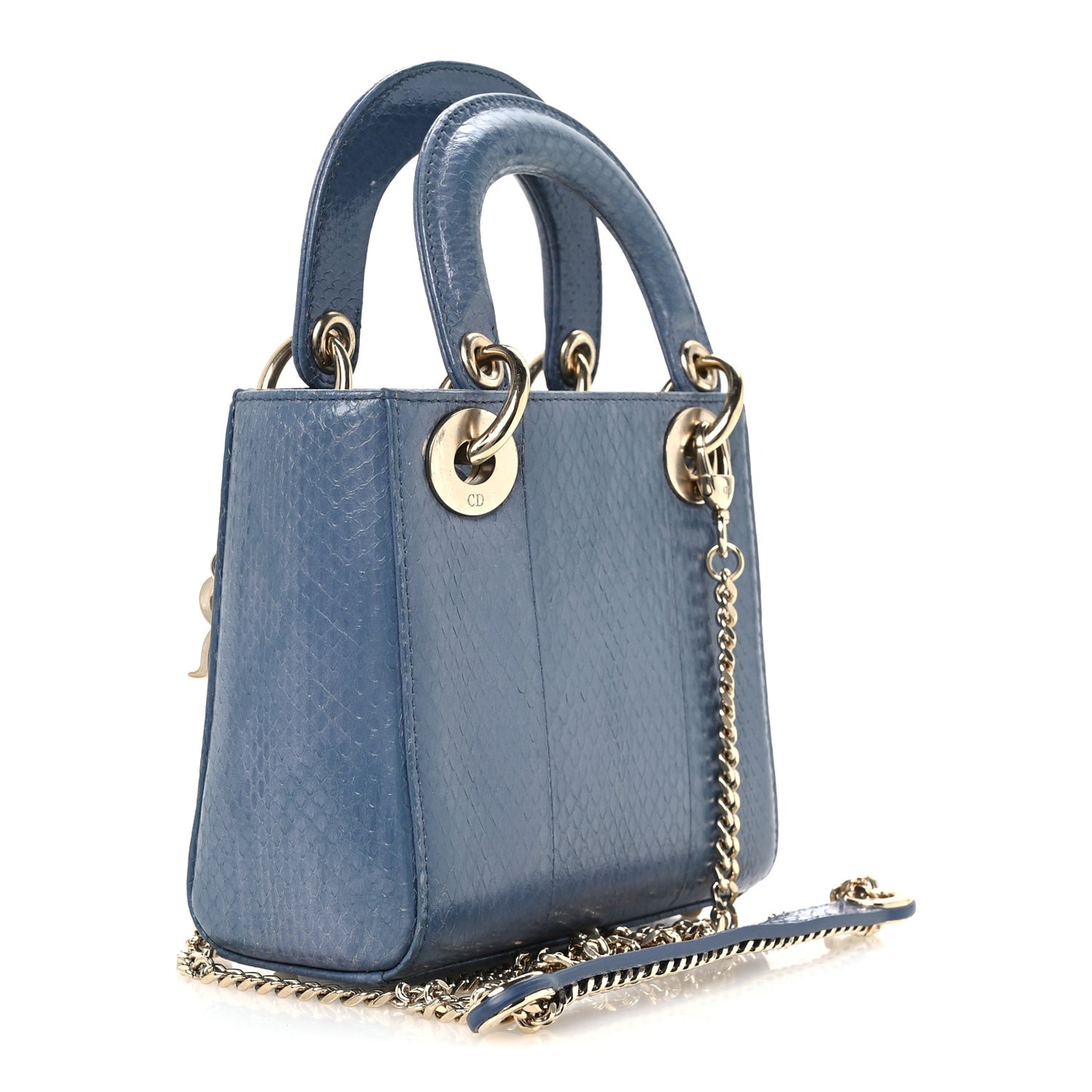 Snakeskin Mini Lady Dior Blue