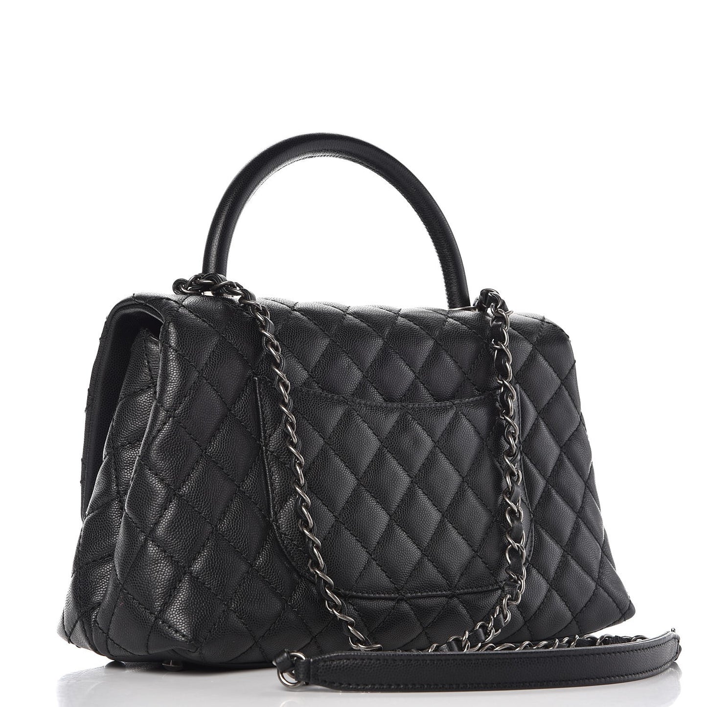 Caviar Quilted Small Coco Handle Flap Black
