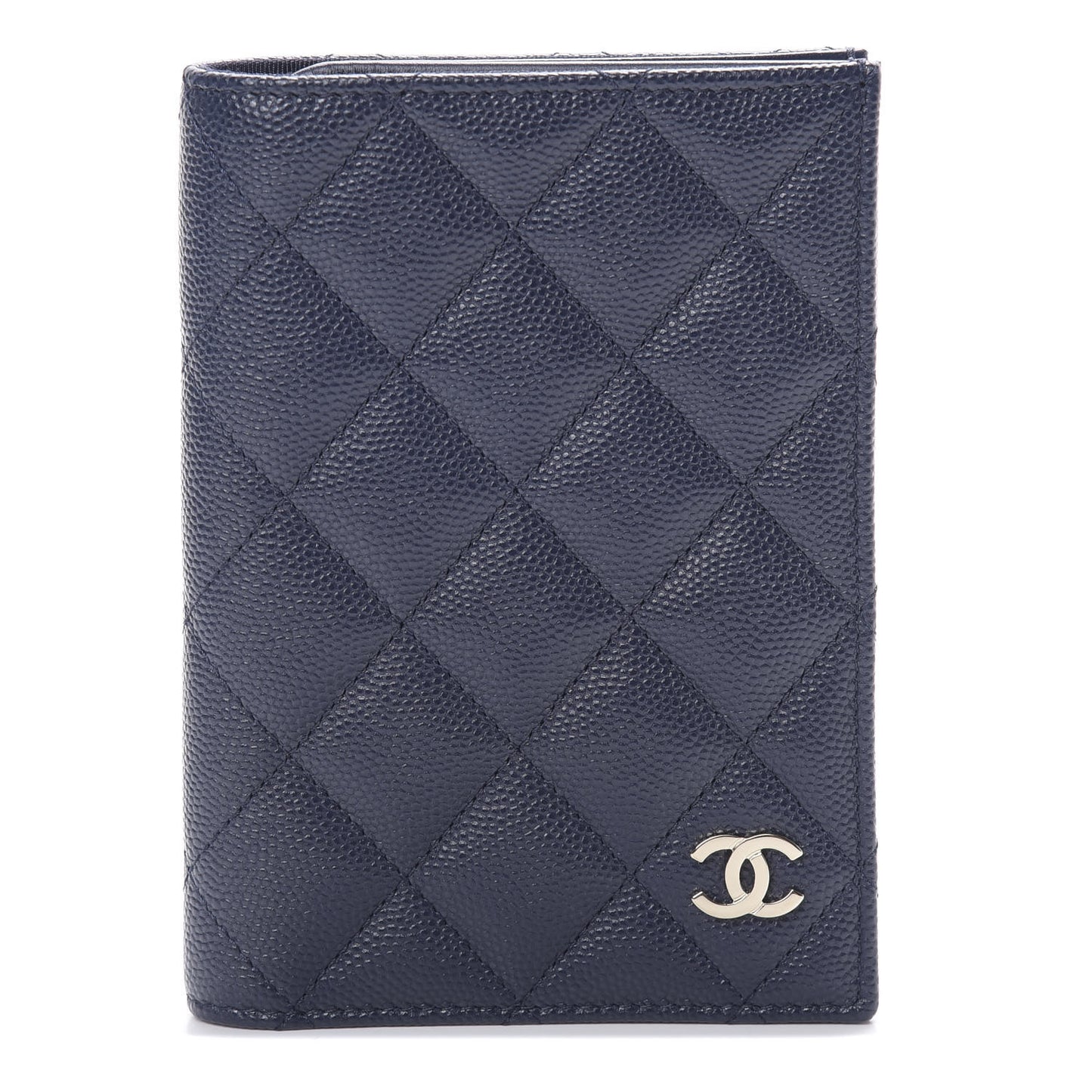Caviar Quilted Passport Holder Navy Blue