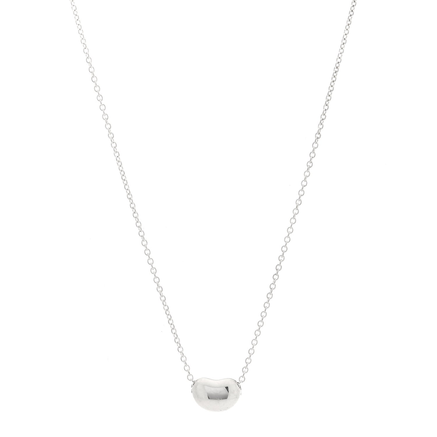 Tiffany Sterling Silver 9mm Elsa Peretti Bean Pendant Necklace 1 of 4