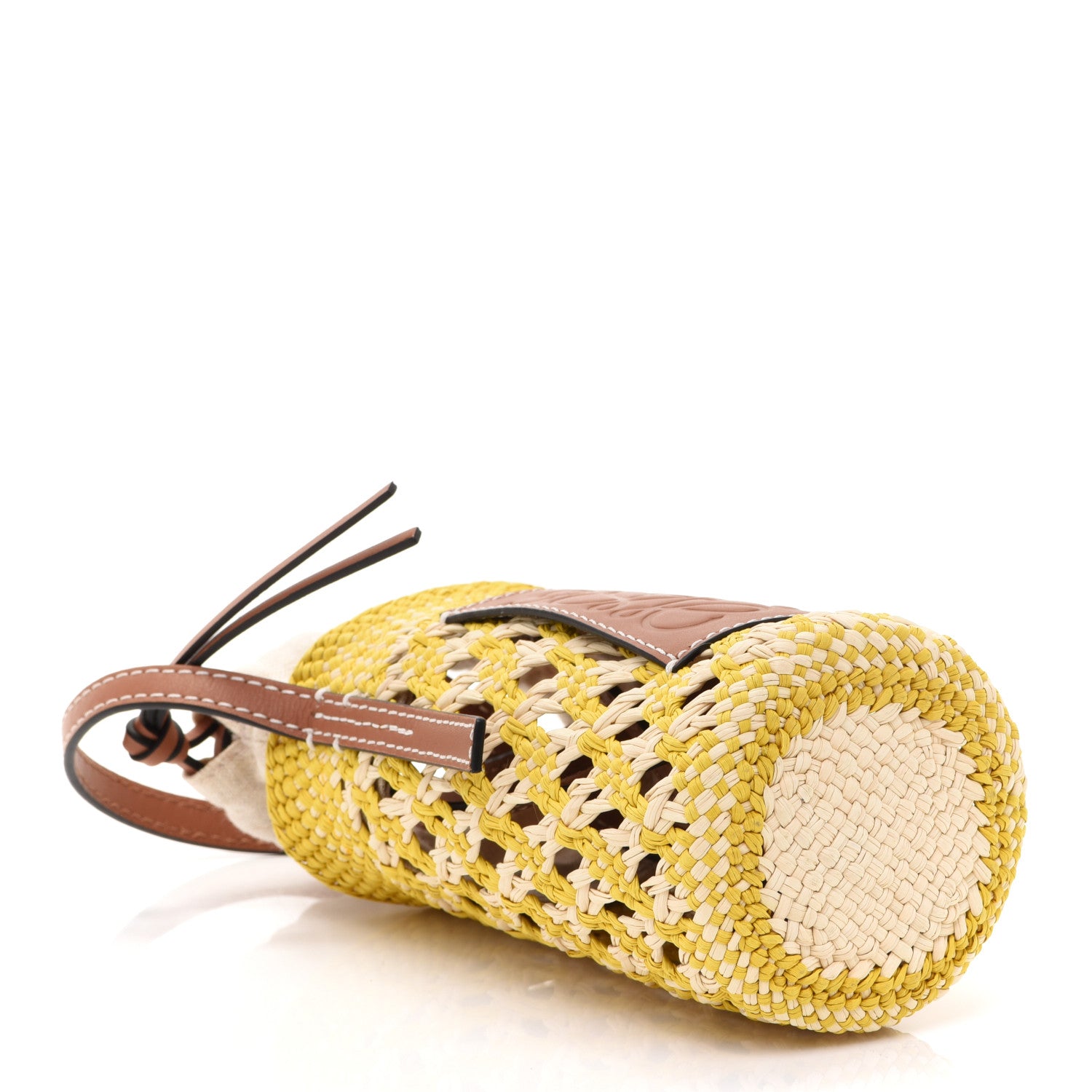 Loewe Calfskin Raffia Paulas Ibiza Bucket Bag Natural Yellow 4 of 8