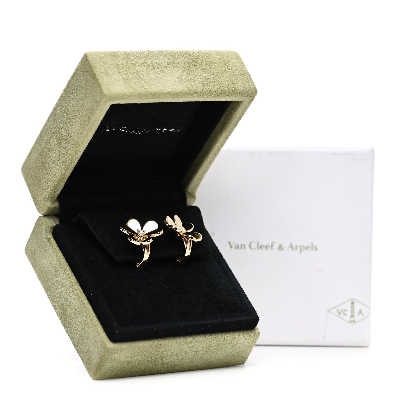Van Cleef & Arpels 18K Yellow Gold Diamond Small Frivole Earrings 6 of 6