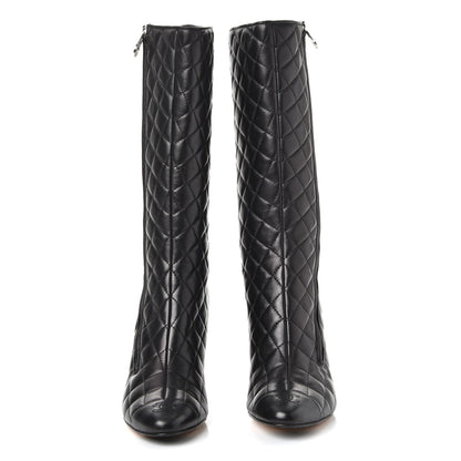 Chanel Lambskin Quilted CC Cap Toe Boots 38.5 Black 2 of 8