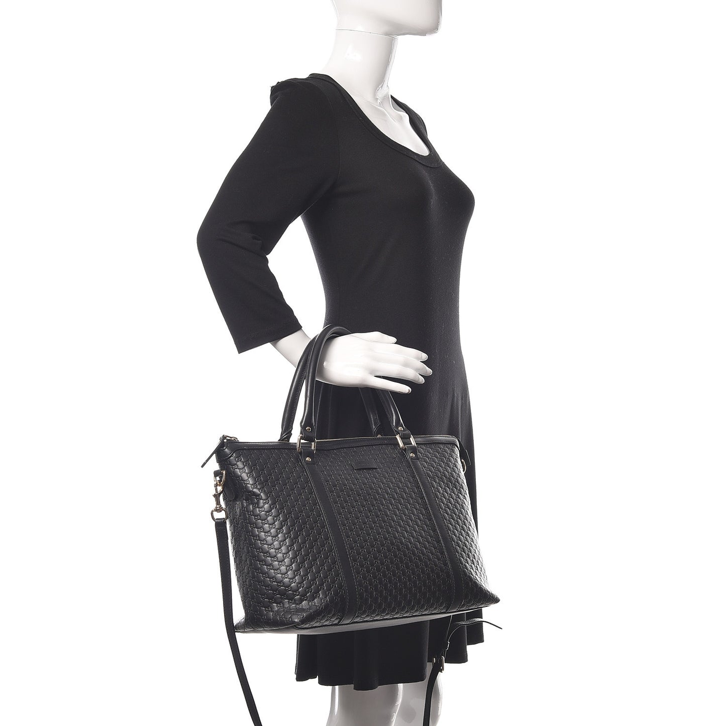 Soft Microguccissima Medium Zippered Satchel Black