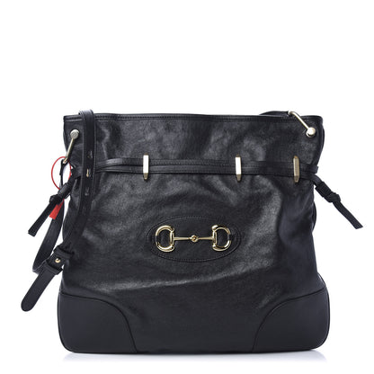 Gucci Sakai Calfskin Horsebit 1955 Cinch Top Messenger Bag Black 1 of 12