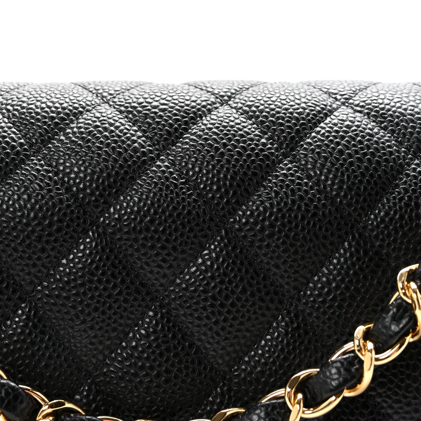 Caviar Quilted Medium Double Flap Black