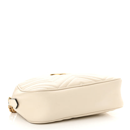 Gucci Calfskin Matelasse Small GG Marmont Chain Shoulder Bag White 3 of 15