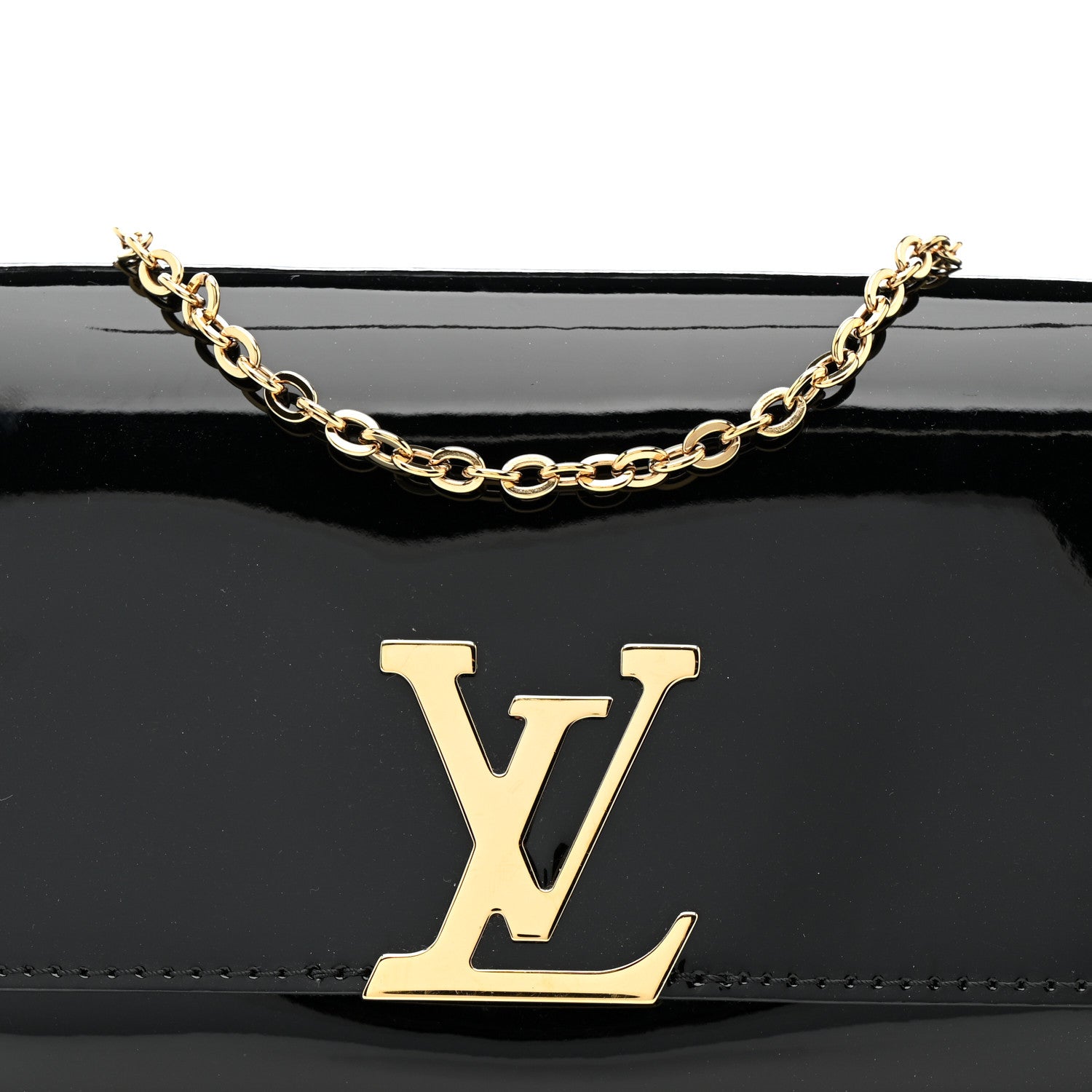 Louis Vuitton Patent Louise PM Chain Clutch Black 7 of 10