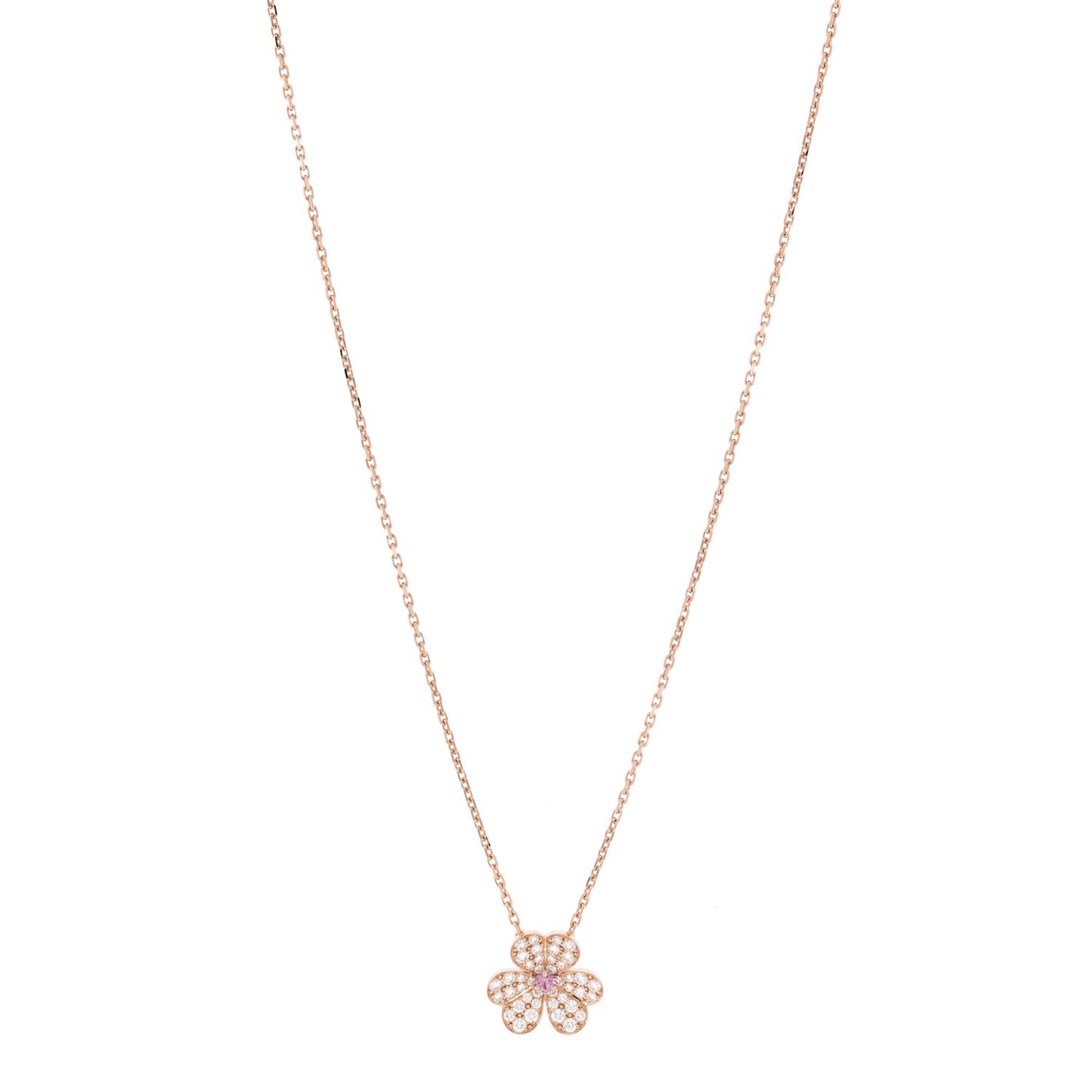 18K Rose Gold Diamond Pink Sapphire Small Frivole Pendant Necklace