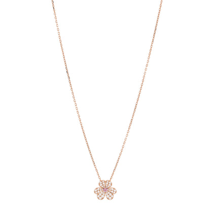 Van Cleef & Arpels 18K Rose Gold Diamond Pink Sapphire Small Frivole Pendant Necklace 1 of 7