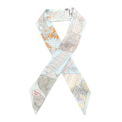 Hermes Silk De l'Ombrelle Aux Duels Twilly Ciel Rose Pale Orange 1 of 3