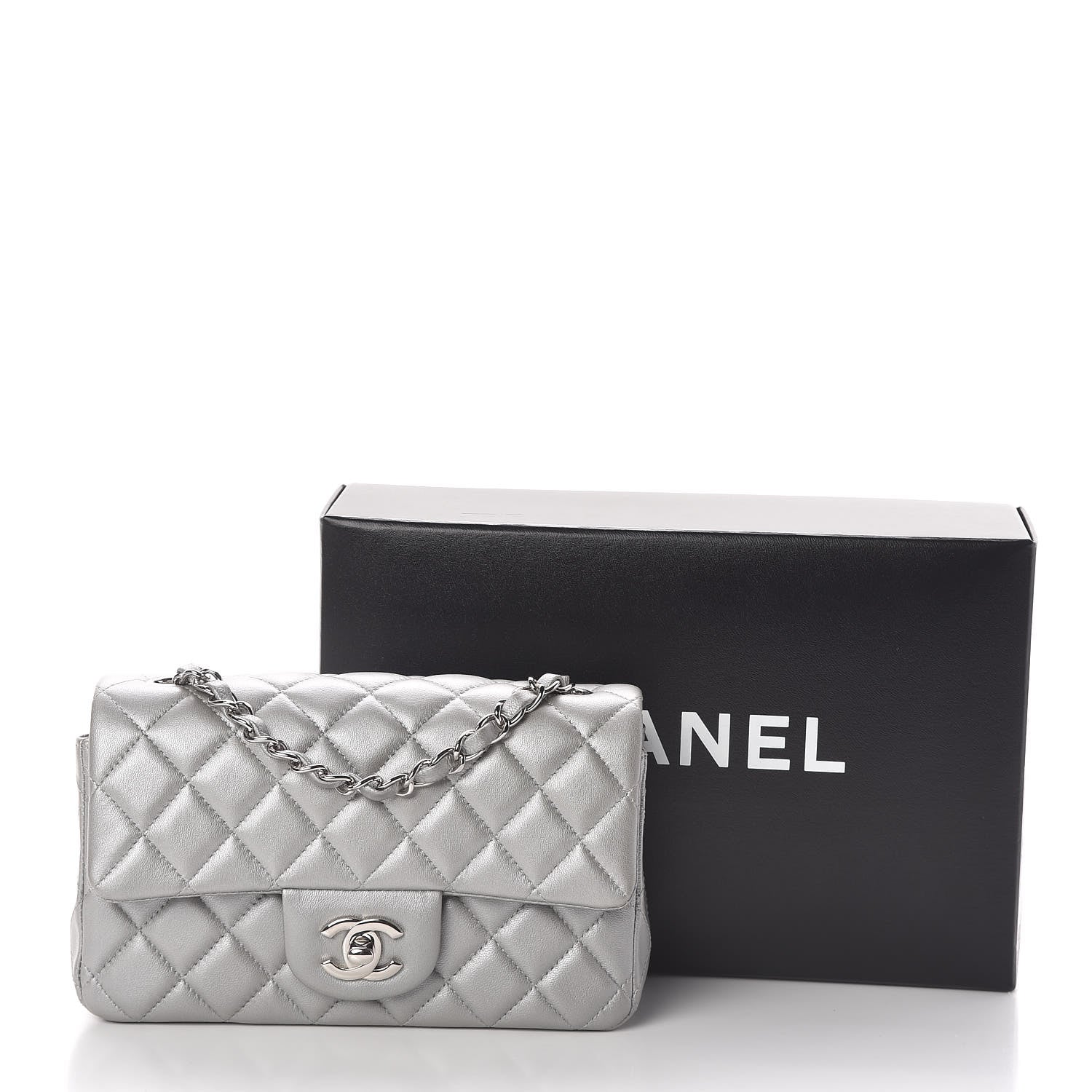 Chanel Metallic Lambskin Quilted Mini Rectangular Flap Silver 11 of 11