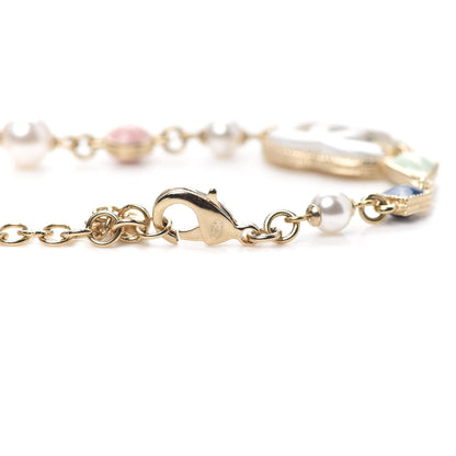 Chanel Pearl Enamel CC Bracelet Green Blue Pink 5 of 5