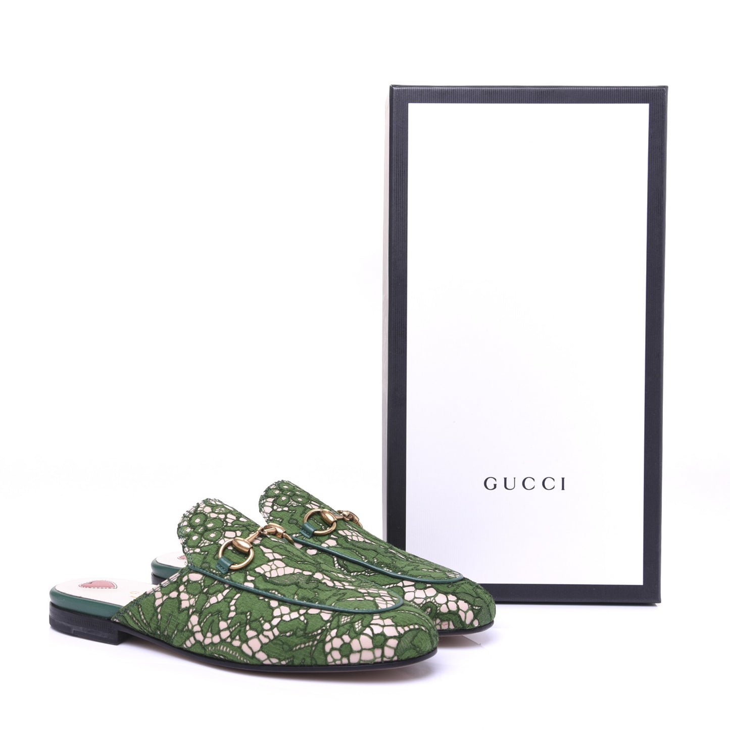 Lace Malaga Kid Womens Princetown Slippers 35 Green Grass Skin Rose