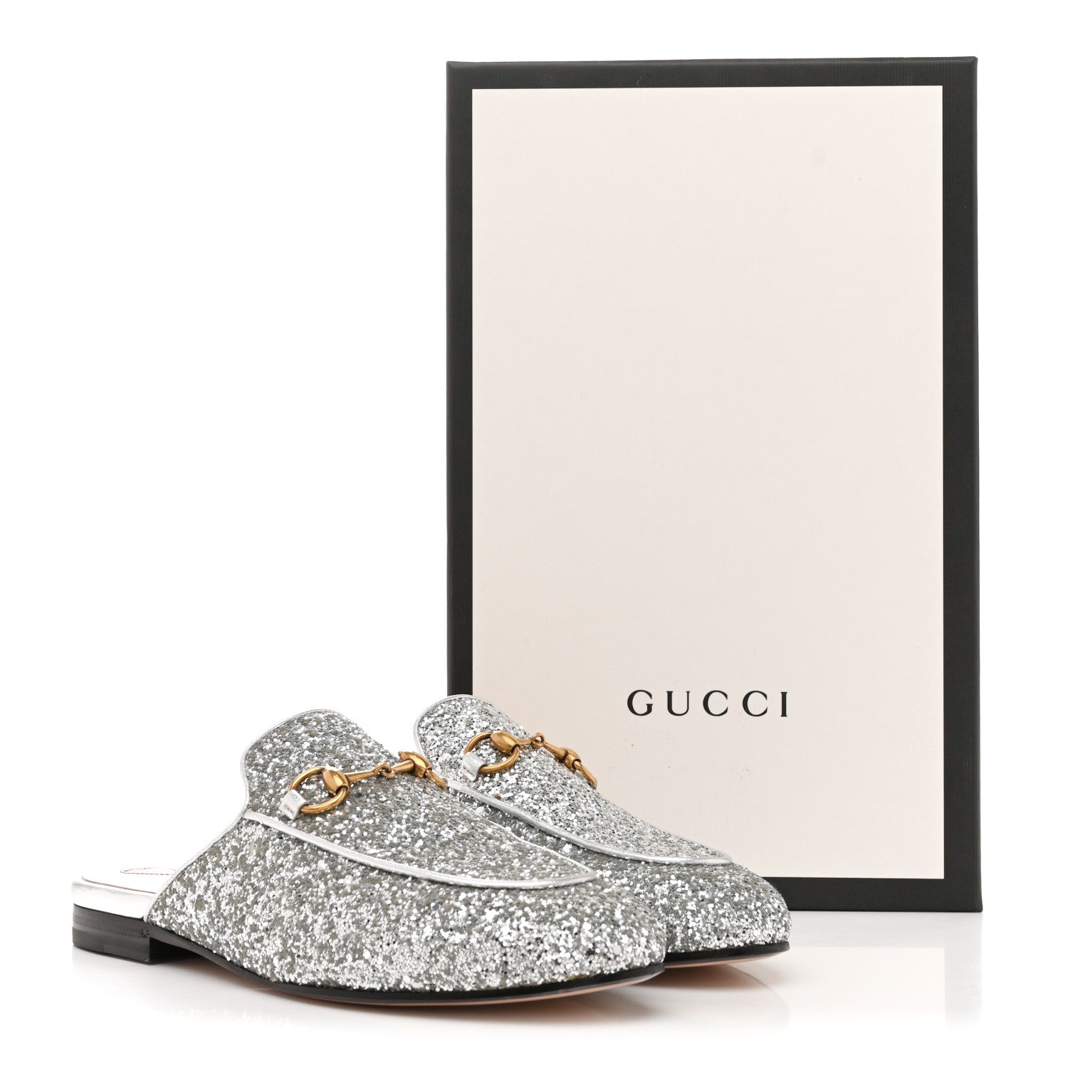 Gucci Glitter Womens Princetown Slippers 36 Silver 10 of 10