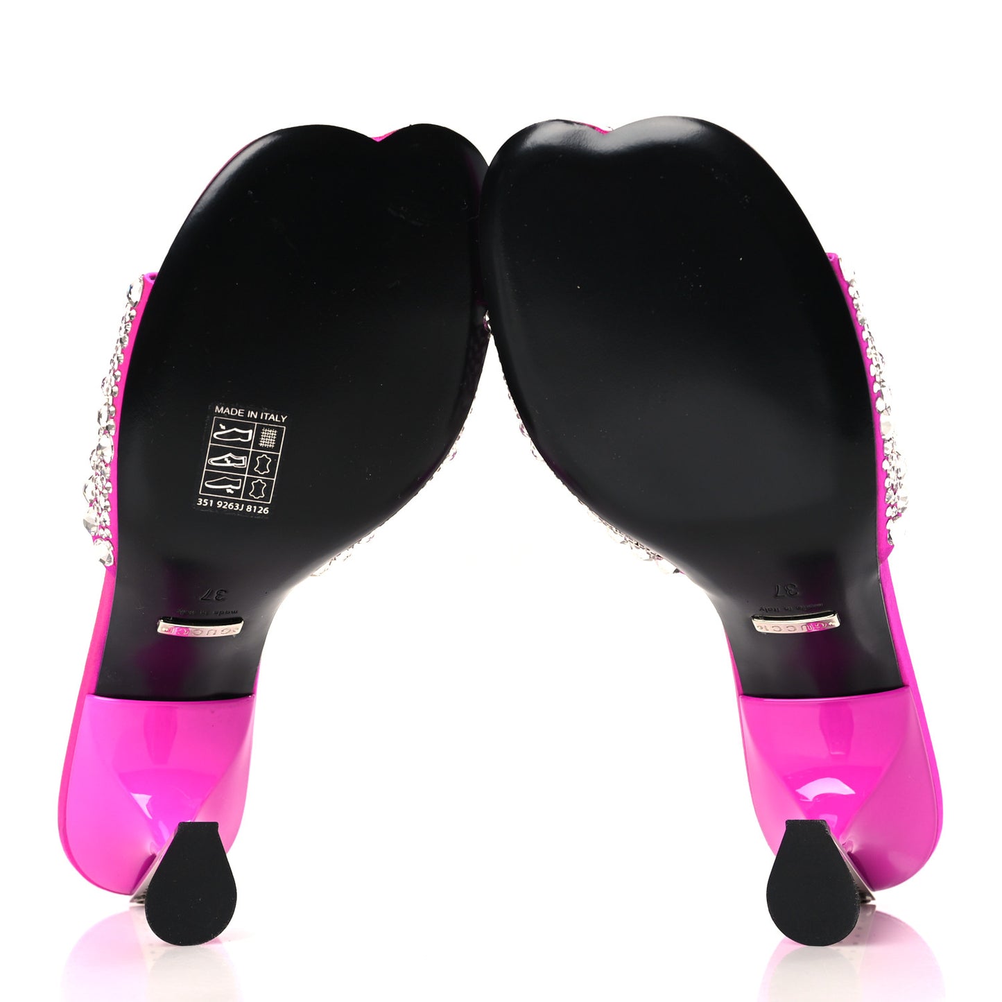 Satin Crystal 65mm Slide Sandals 37 Fuchsia