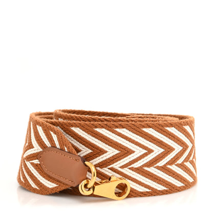 Hermes Toile Swift 50mm Sangle ZigZag Shoulder Strap Gold White 1 of 5