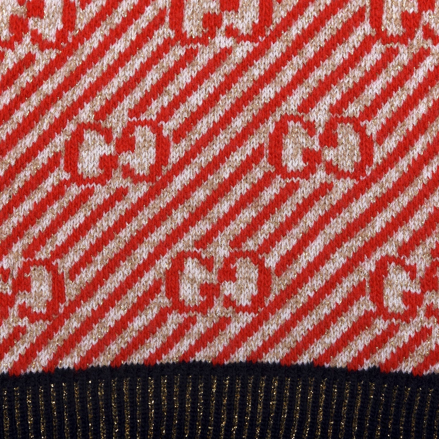 Metallic Wool Jacquard GG Monogram Scarf Red