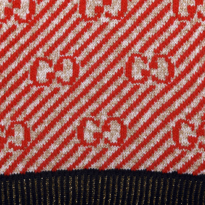 Gucci Metallic Wool Jacquard GG Monogram Scarf Red 4 of 4