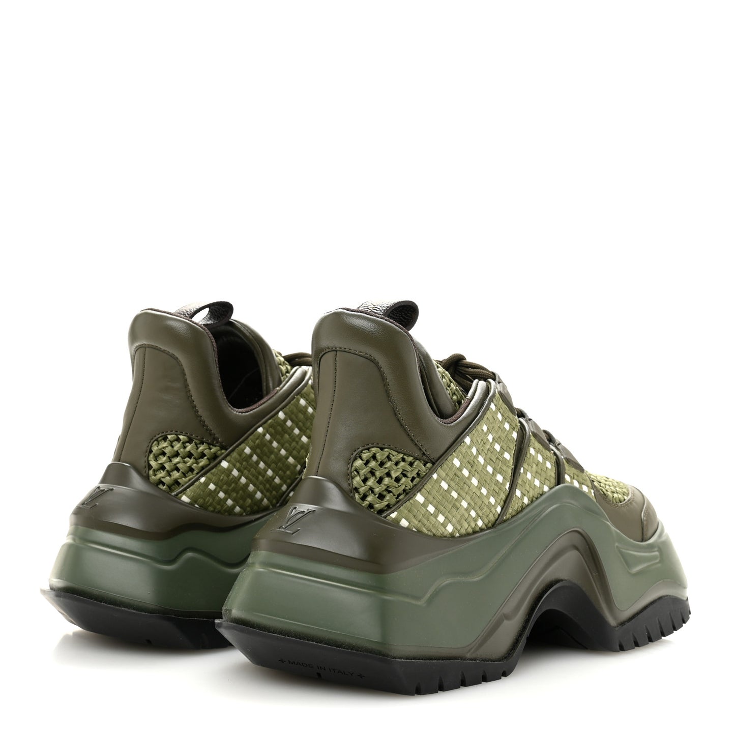 Calfskin Raffia LV Archlight 2.0 Platform Sneakers 37 Kaki