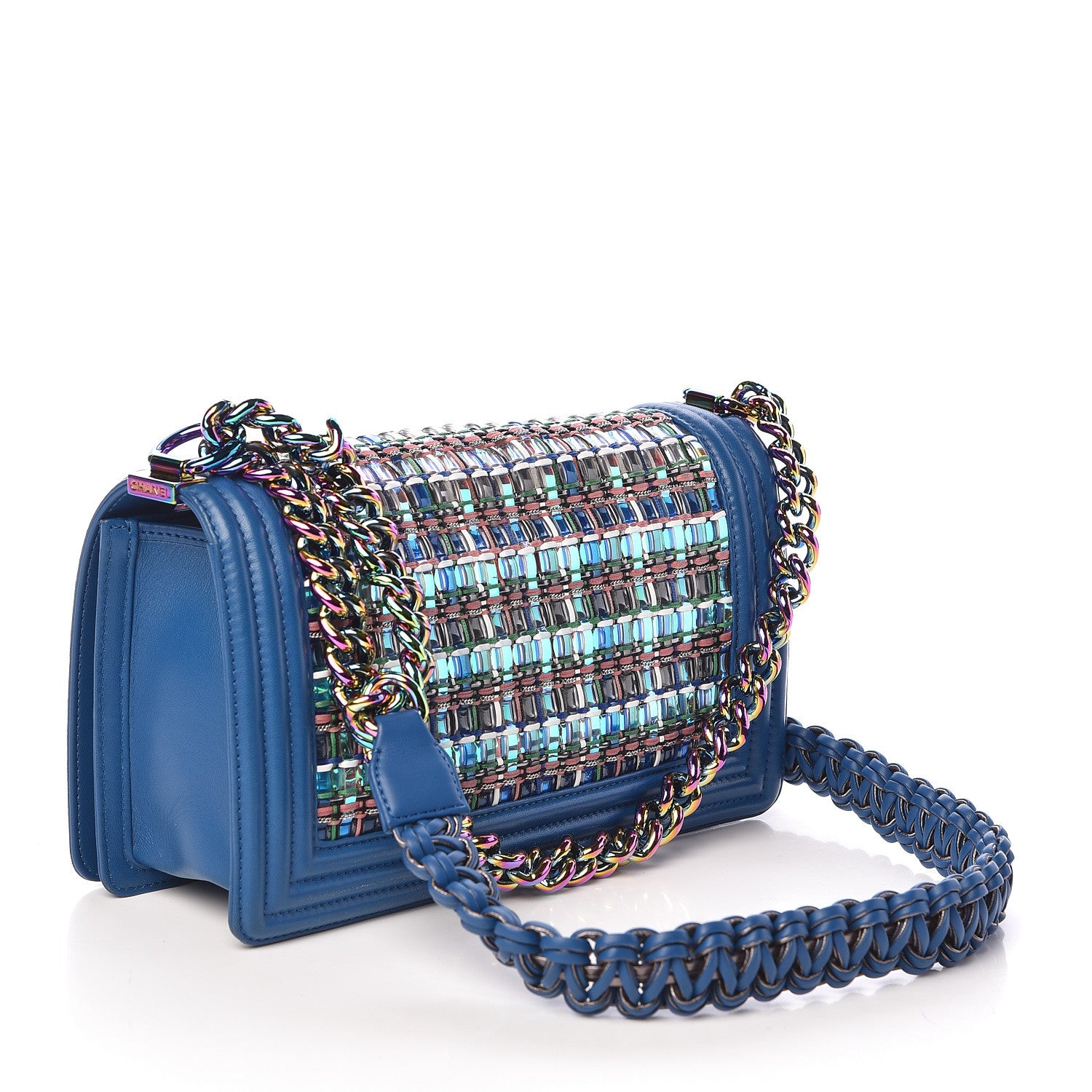 Chanel PVC Thread Woven Medium Boy Flap Dark Blue 3 of 14