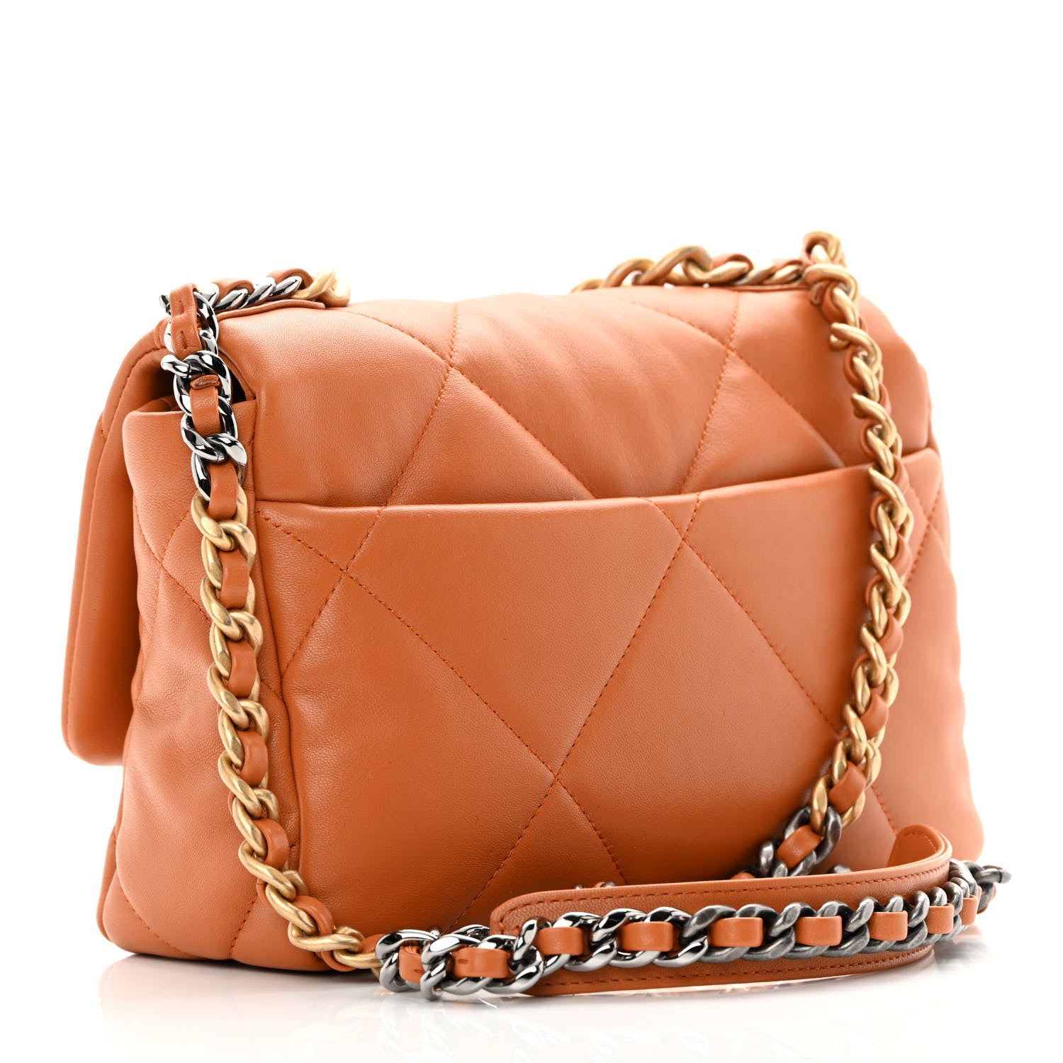 Chanel Lambskin Quilted Medium Chanel 19 Flap Light Brown 3 of 13