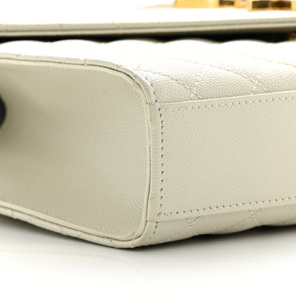Saint Laurent Grain De Poudre Textured Mixed Matelasse Medium Triquilt Monogram Satchel Crema Soft 9 of 17