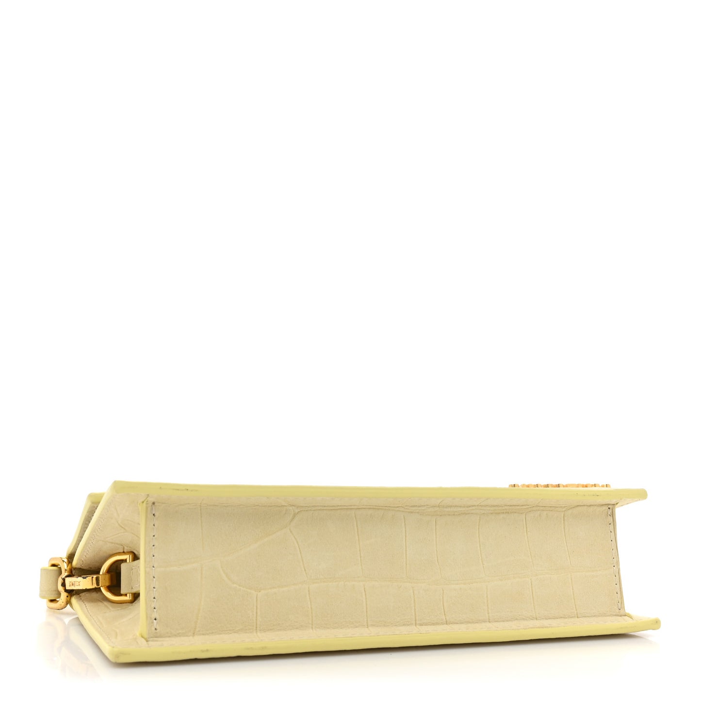 Calfskin Crocodile Embossed Le Chiquito Long Pale Yellow