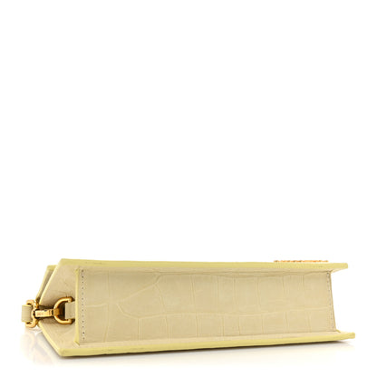 Jacquemus Calfskin Crocodile Embossed Le Chiquito Long Pale Yellow 4 of 14