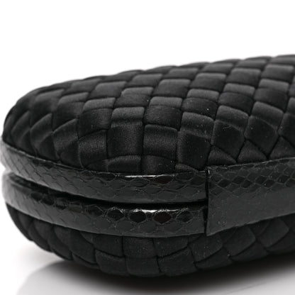 Bottega Veneta Satin Ayers Intrecciato Chain Knot Clutch Black 7 of 8