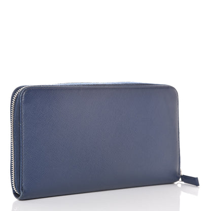 Prada Saffiano Large Zip Around Travel Wallet Bleuette 3 of 12