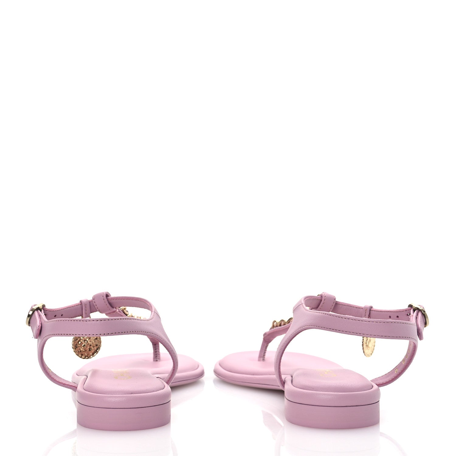Chanel Lambskin Chain CC Logo Thong Sandals 37.5 Pink 6 of 12
