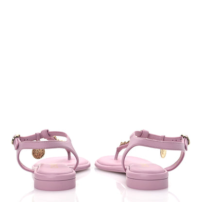 Chanel Lambskin Chain CC Logo Thong Sandals 37.5 Pink 6 of 12