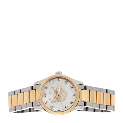 Gucci Stainless Steel Mother of Pearl 27mm G-Timeless Two Tone Cat Quartz Watch 2 of 4