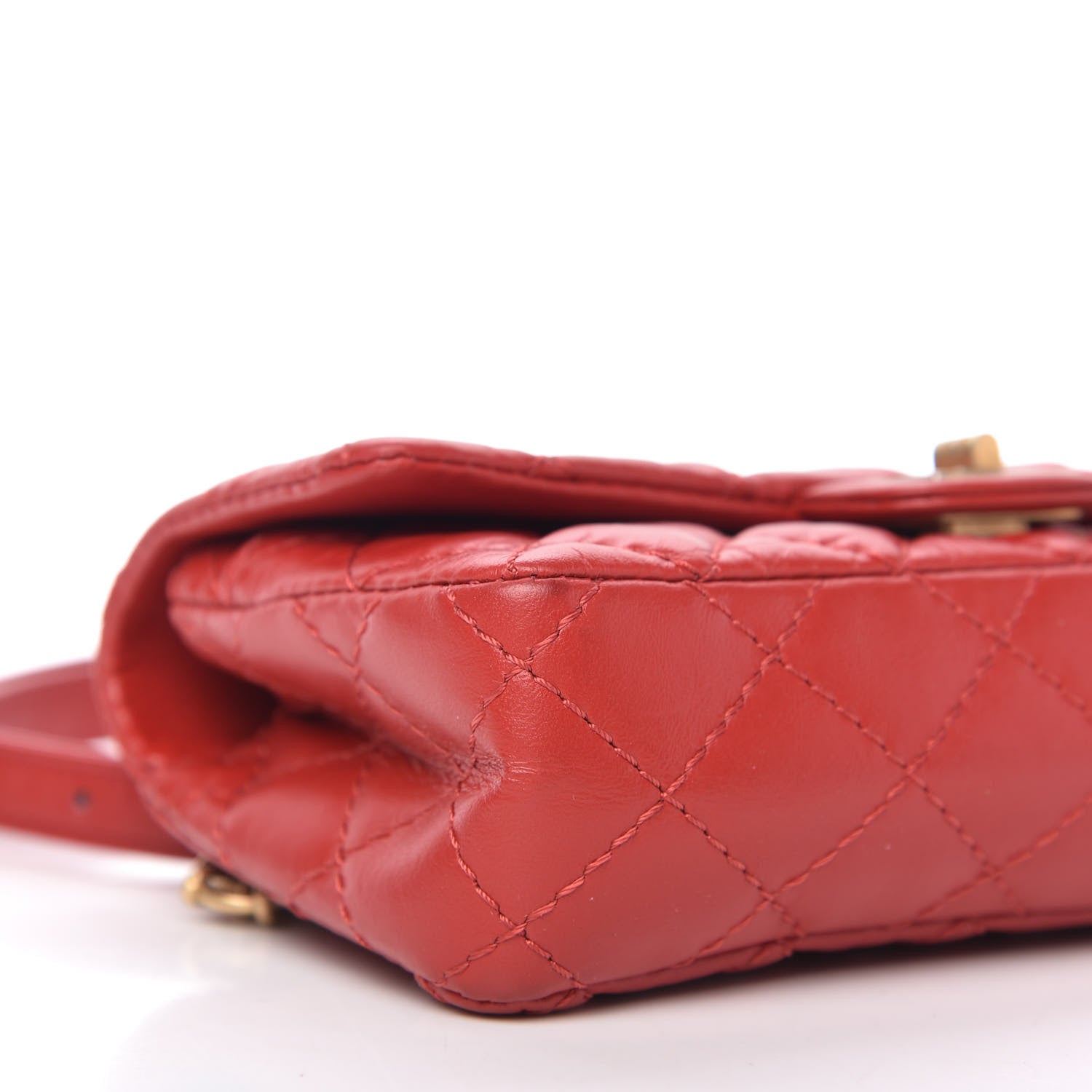 Chanel Aged Calfskin Quilted 2.55 Reissue Flap Belt Bag Red 6 of 10