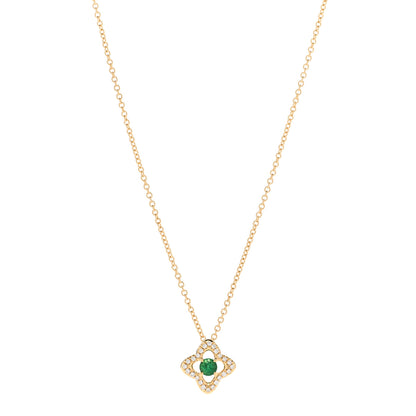 David Yurman 18K Yellow Gold Diamond Emerald Venetian Quatrefoil Pendant Necklace 1 of 5