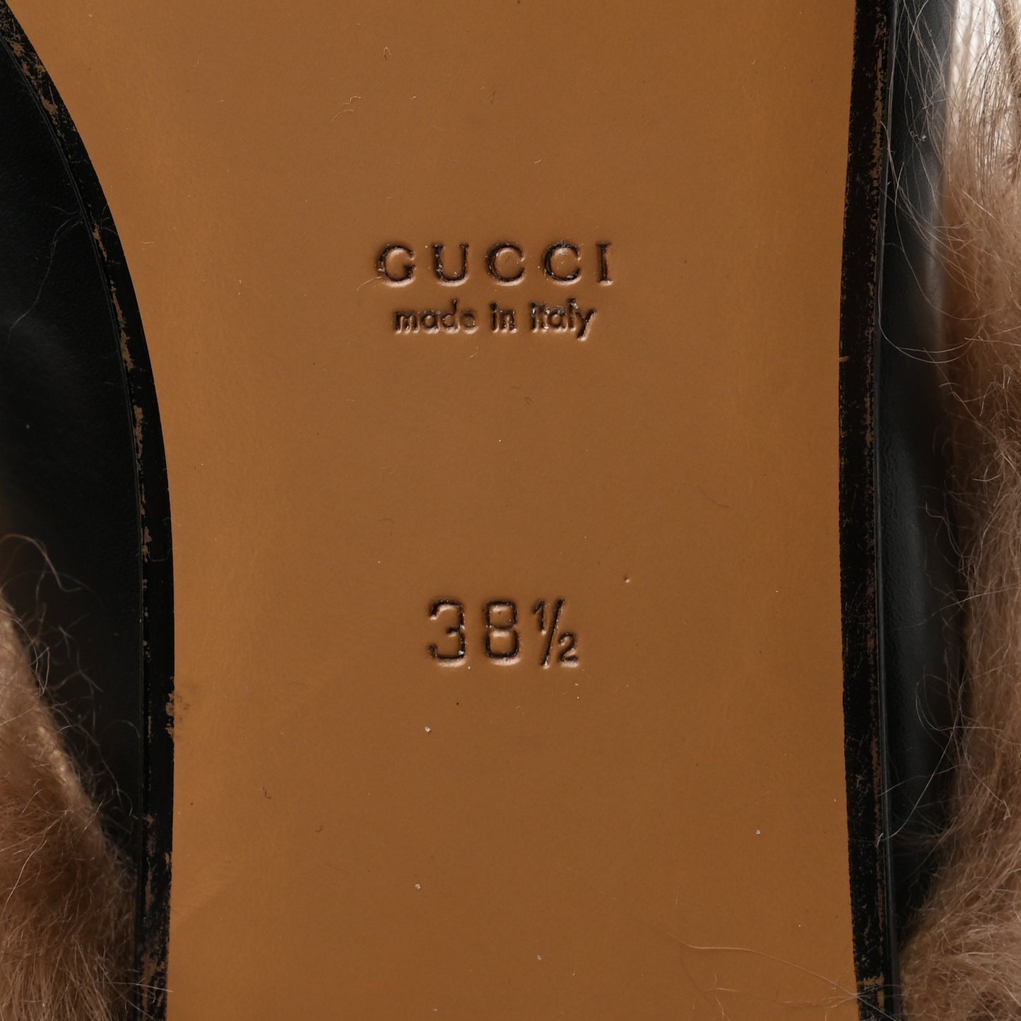 Calfskin Fur Womens Princetown Slippers 38.5 Black