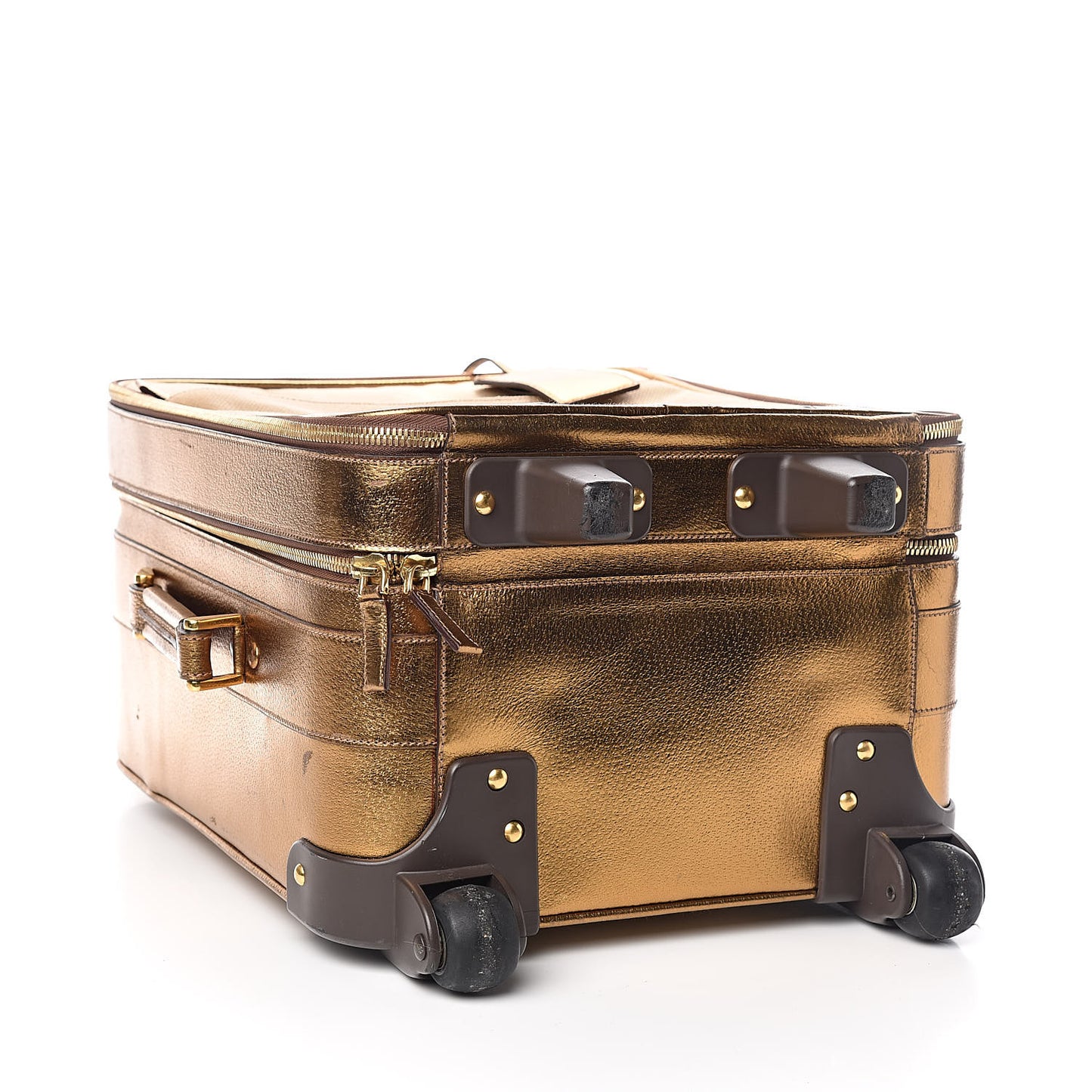 Metallic Cinghiale Canvas Trolley Luggage Naturale Oro