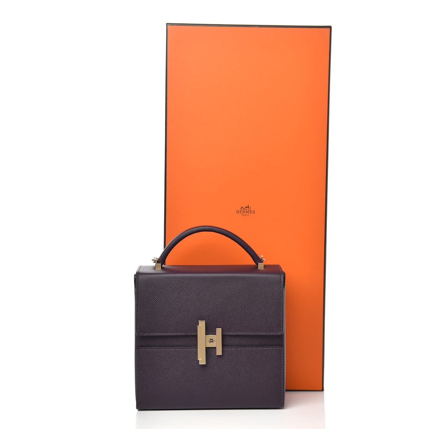 Epsom Cinhetic Boxy Top Handle Bag Raisin