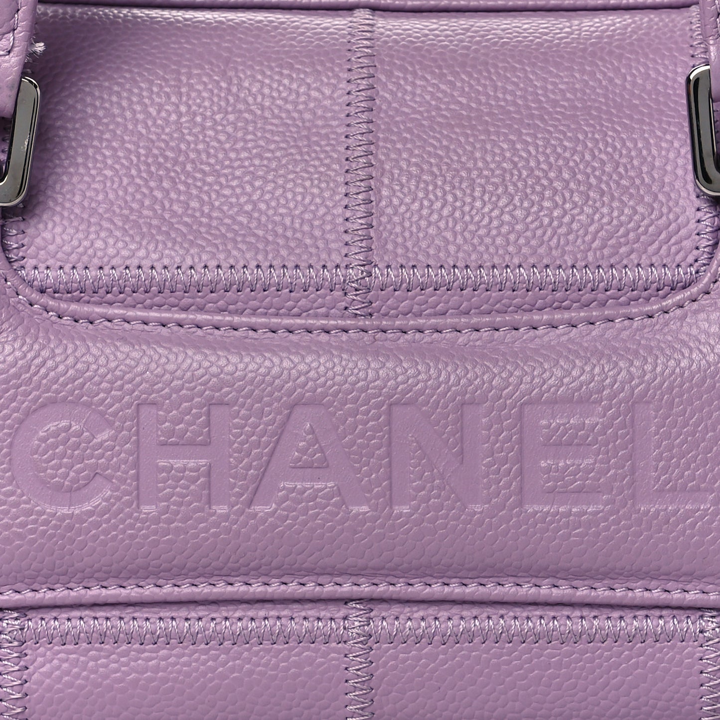Caviar Square Stitched Tote Purple