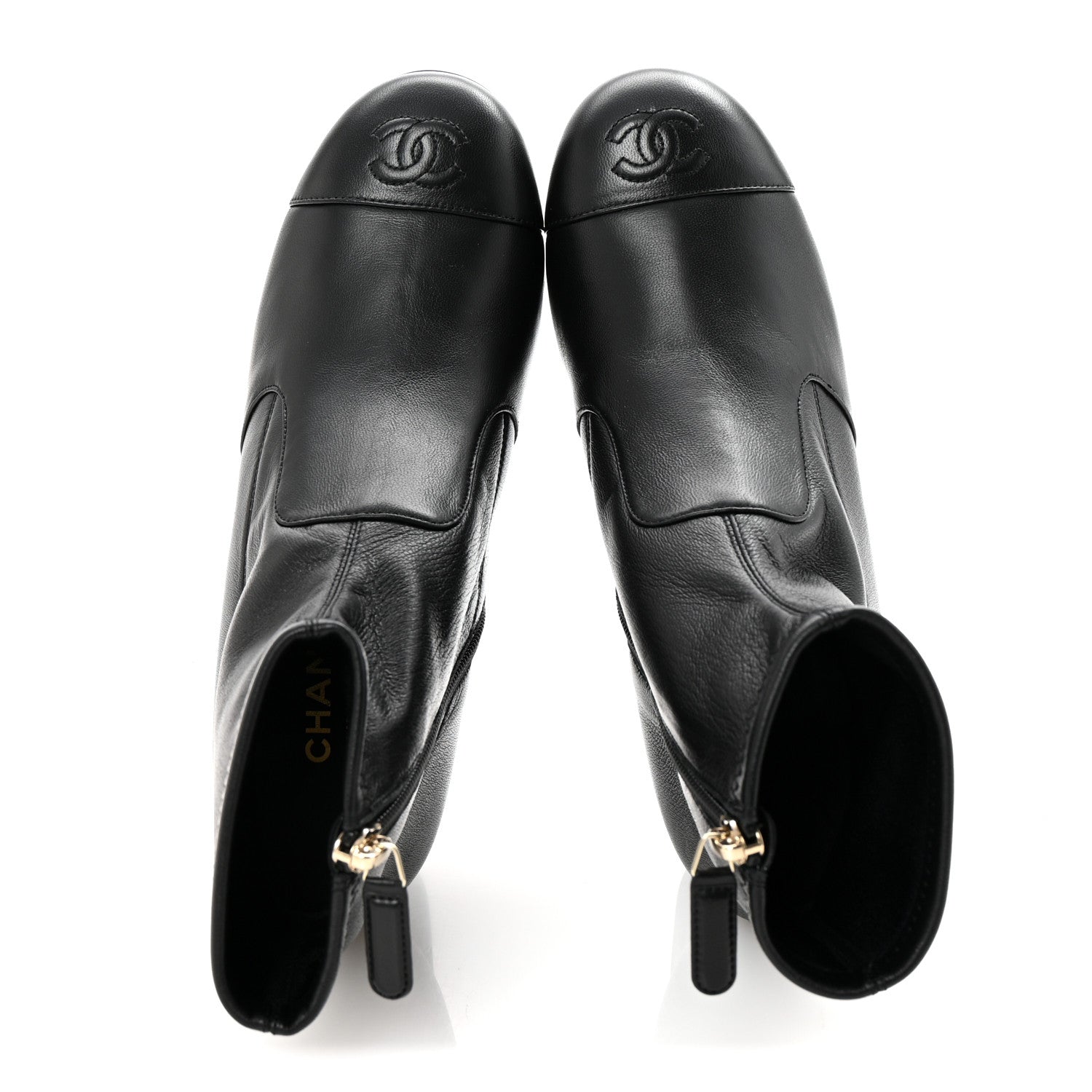 Chanel Stretch Lambskin Cap Toe CC Short Boots 37 Black 2 of 9