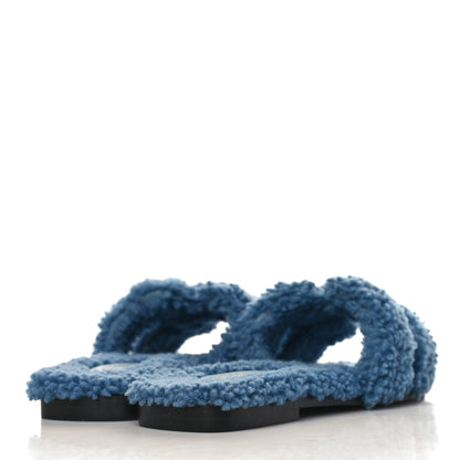 Hermes Woolskin Oran Sandals 35.5 Bleu 4 of 8