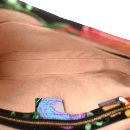 Gucci X KEN SCOTT New Shangai Calfskin Jenny Floral Print Small Jackie 1961 Hobo Black Pink 5 of 10