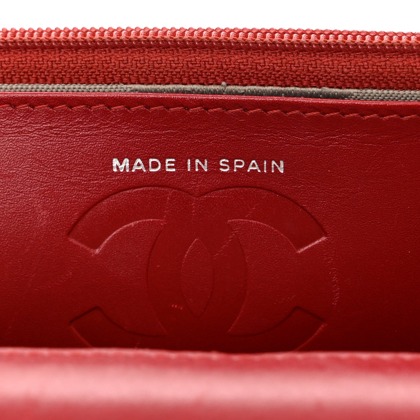 Calfskin Quilted Cambon Wallet On Chain WOC Red