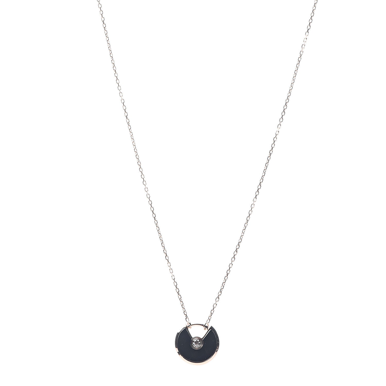 Cartier 18K Pink Gold Diamond Black Onyx XS Amulette de Cartier Pendant Necklace 1 of 7