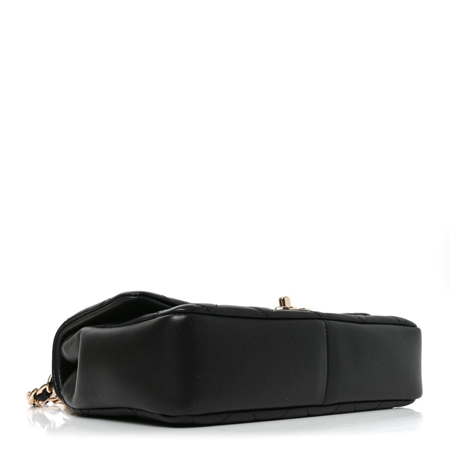Lambskin Quilted Resin Bi-Color Chain Flap Bag Black