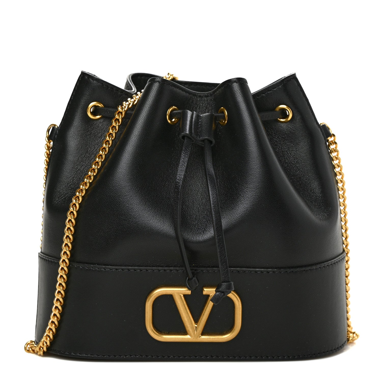 Valentino Garavani Nappa Mini VLogo Signature Chain Bucket Bag Black 1 of 7