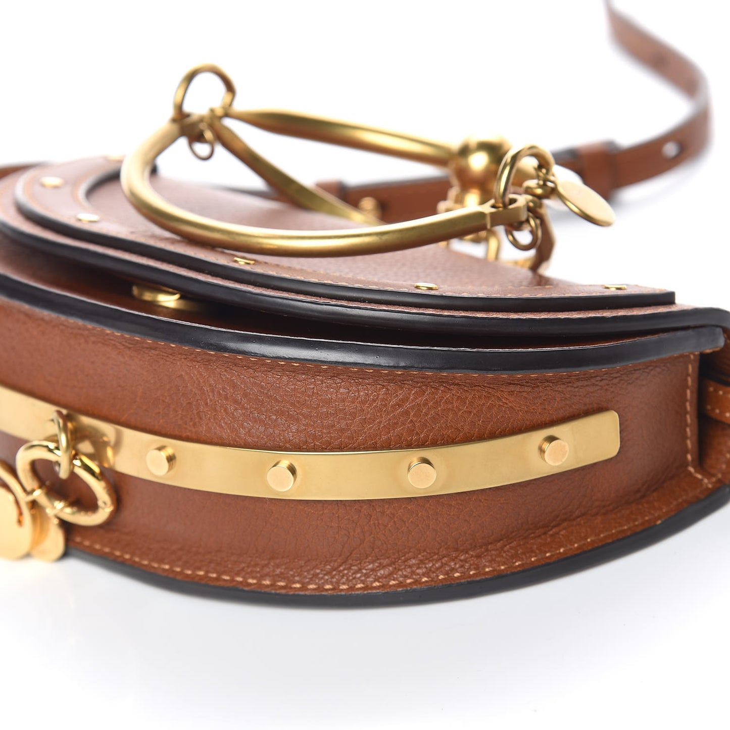 Calfskin Small Nile Bracelet Minaudiere Bag Caramel
