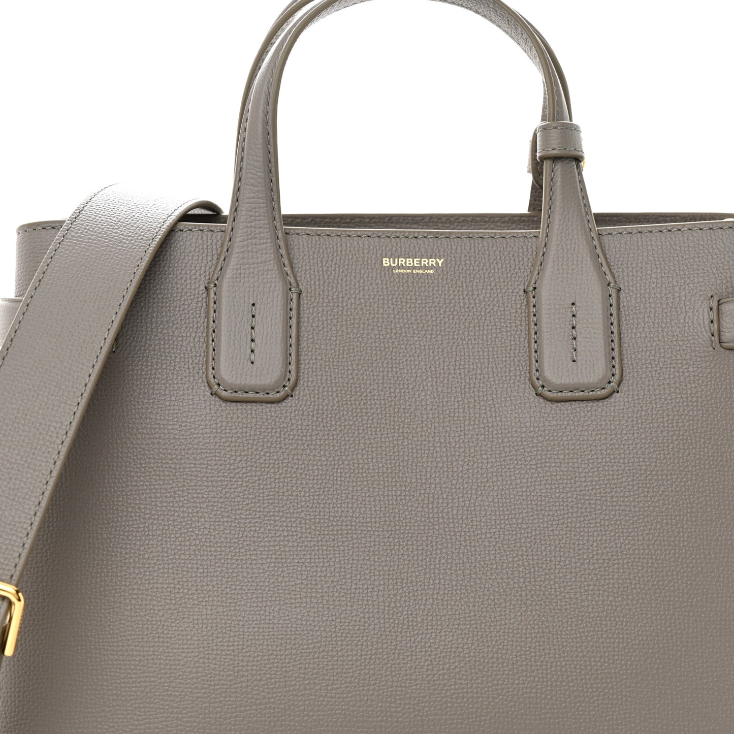 Derby Calfskin House Check Medium Banner Tote Taupe Brown