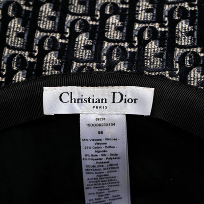 Christian Dior Velvet Oblique Large Brim Bucket Hat 56 Bleu Red 8 of 8
